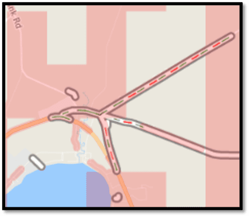 Current Service Area in red